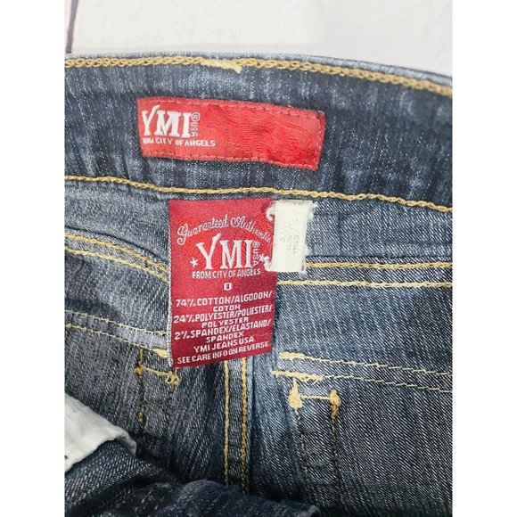 YMI Jean Shorts Womens Size 0 Denim Long Shorts Ladies Dark Wash Low Rise - Picture 8 of 8